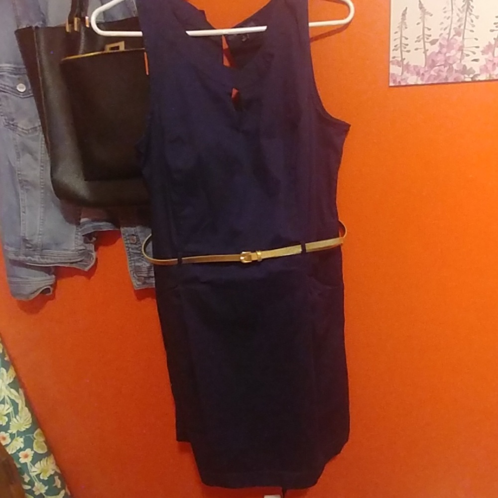 Tommy Hilfiger Navy Blue Dress w/Gold Belt